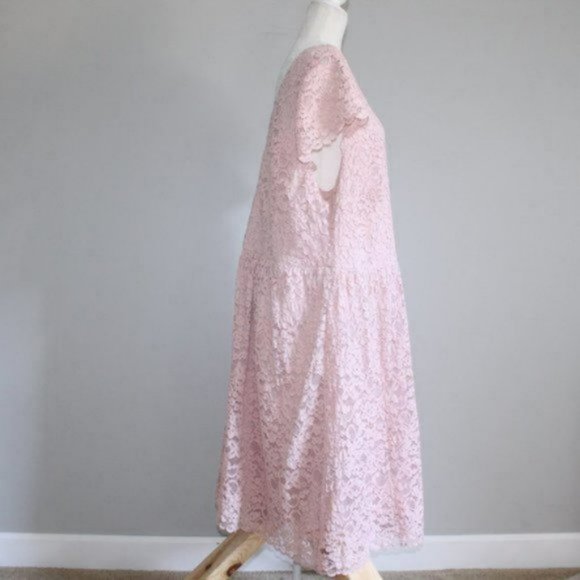 Ellos Lace Tea Above the Knee Length Dress Pink 26 - Picture 6 of 10